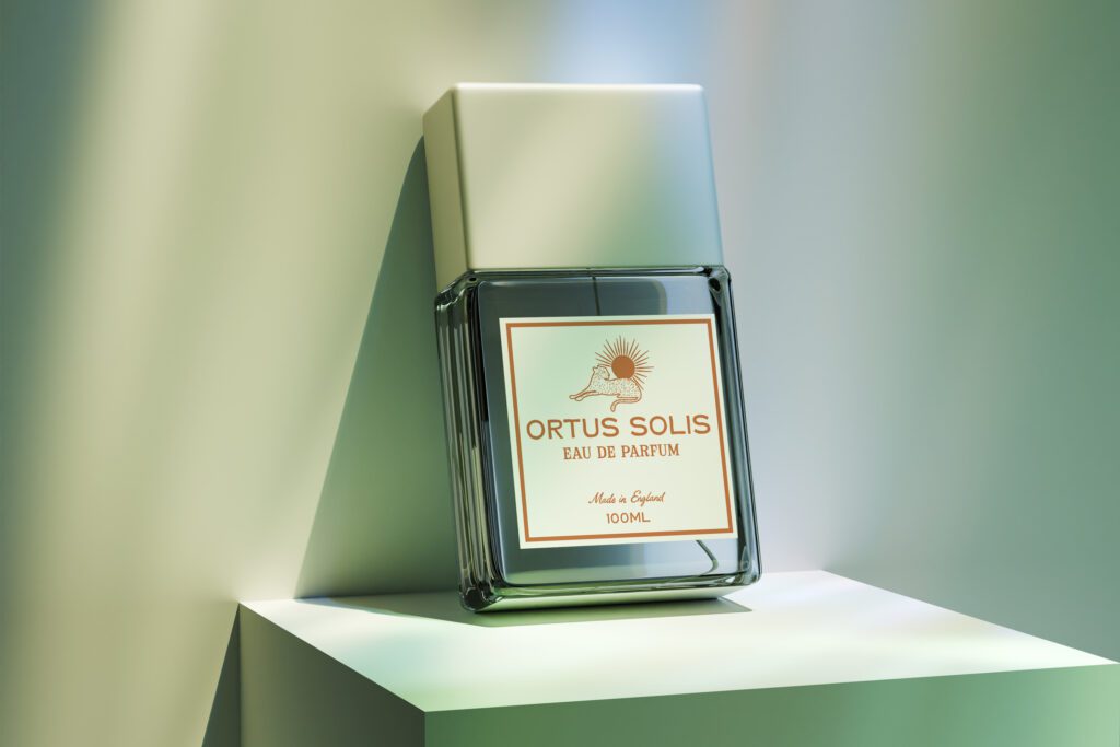 Custom printed product label on perfume bottle for retail packaging
